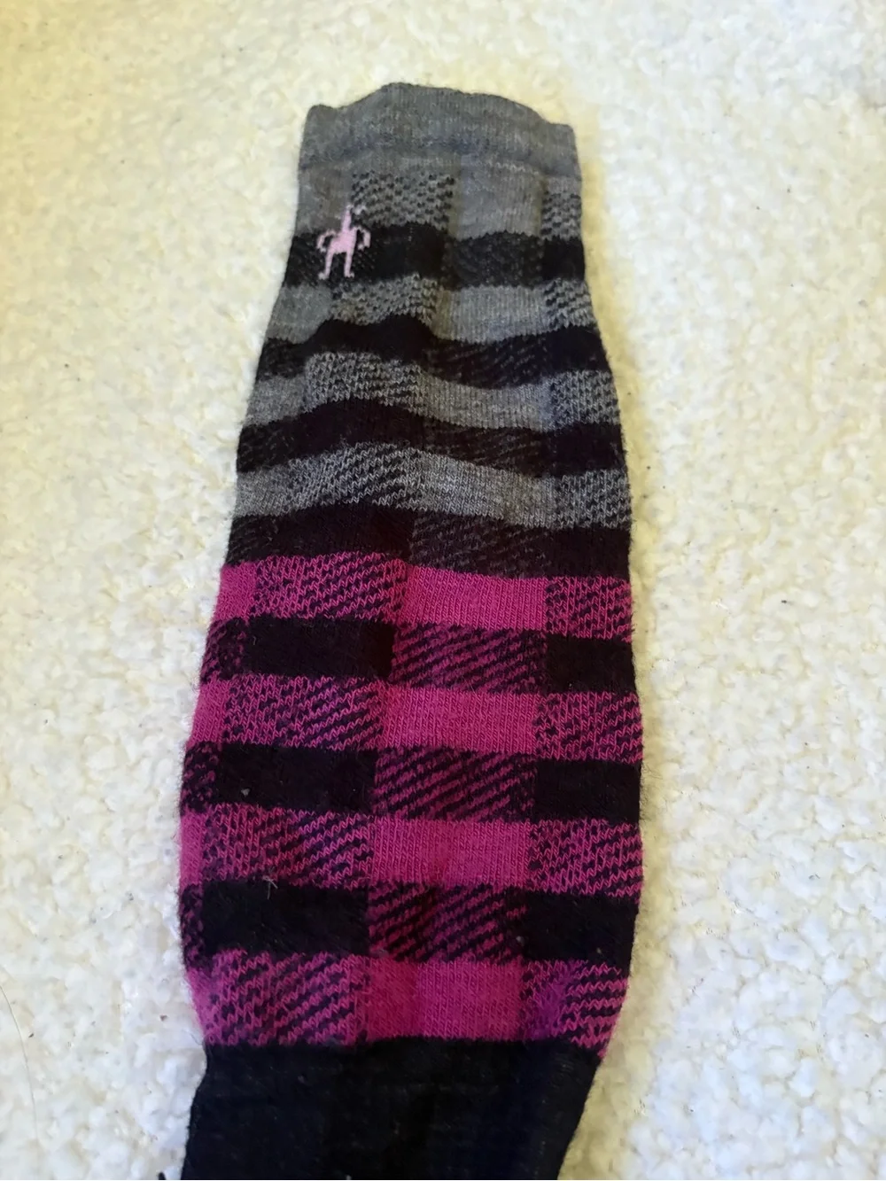 Unisex Knee-High Striped Socks - Black, Gray & Purple